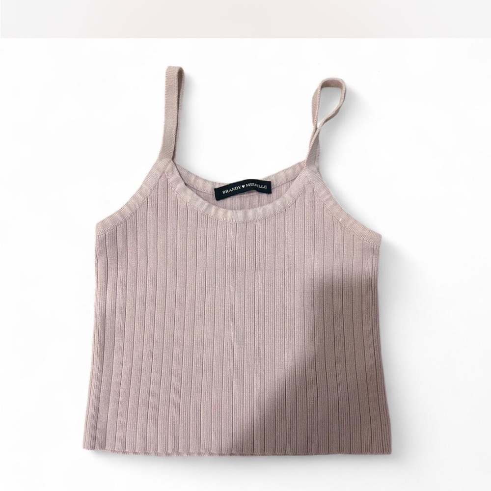 Brandy Melville Women's Mauve Ribbed Camisole